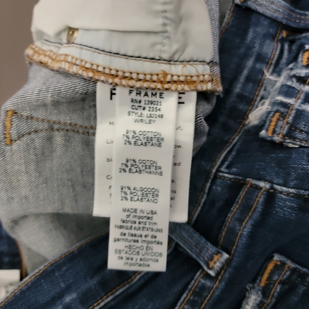 Frame Wriley 139021 Stretchy Le Skinny De Jeanne Distressed Jeans 25 - Picture 9 of 12